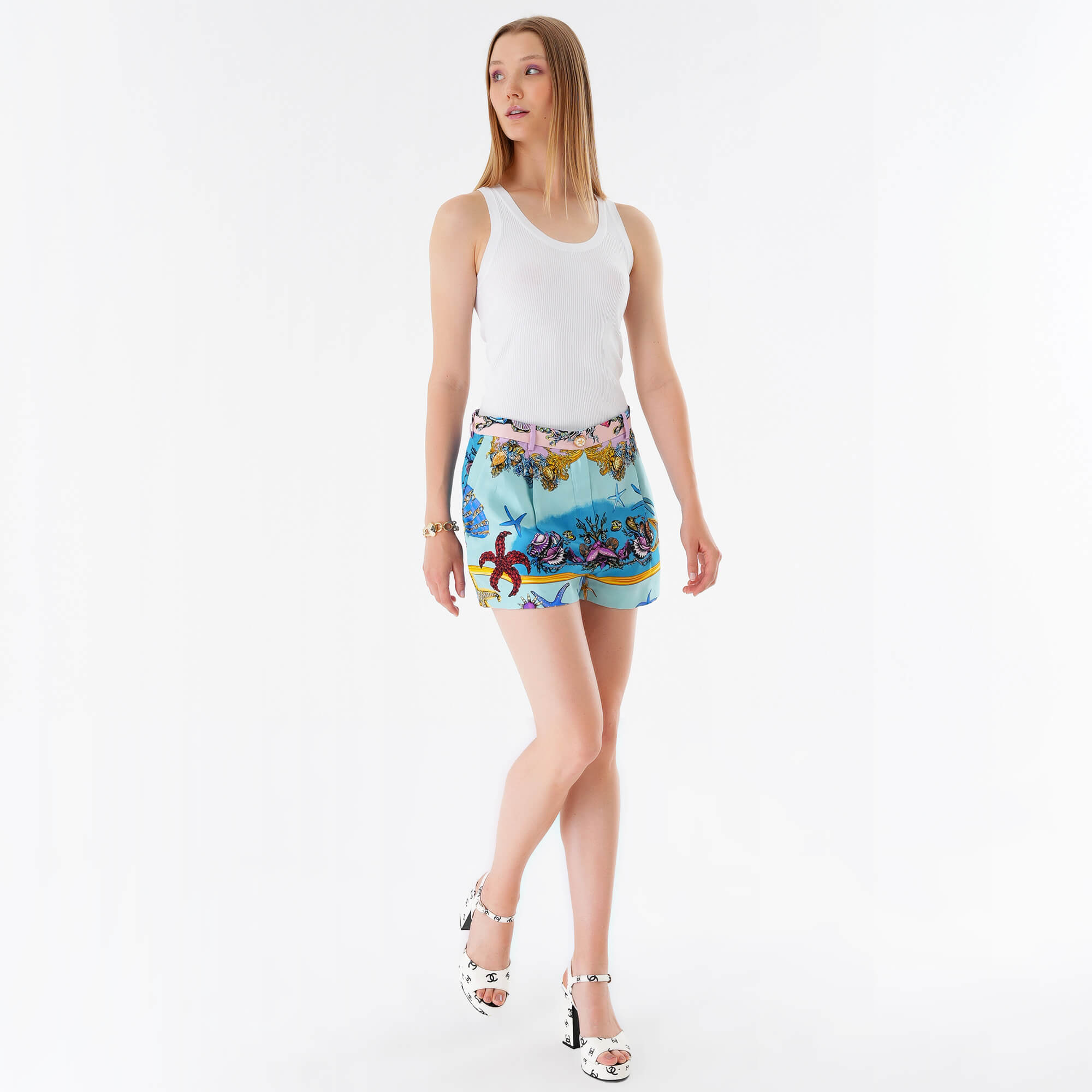 Versace - Starfish Printed Silk Shorts 42